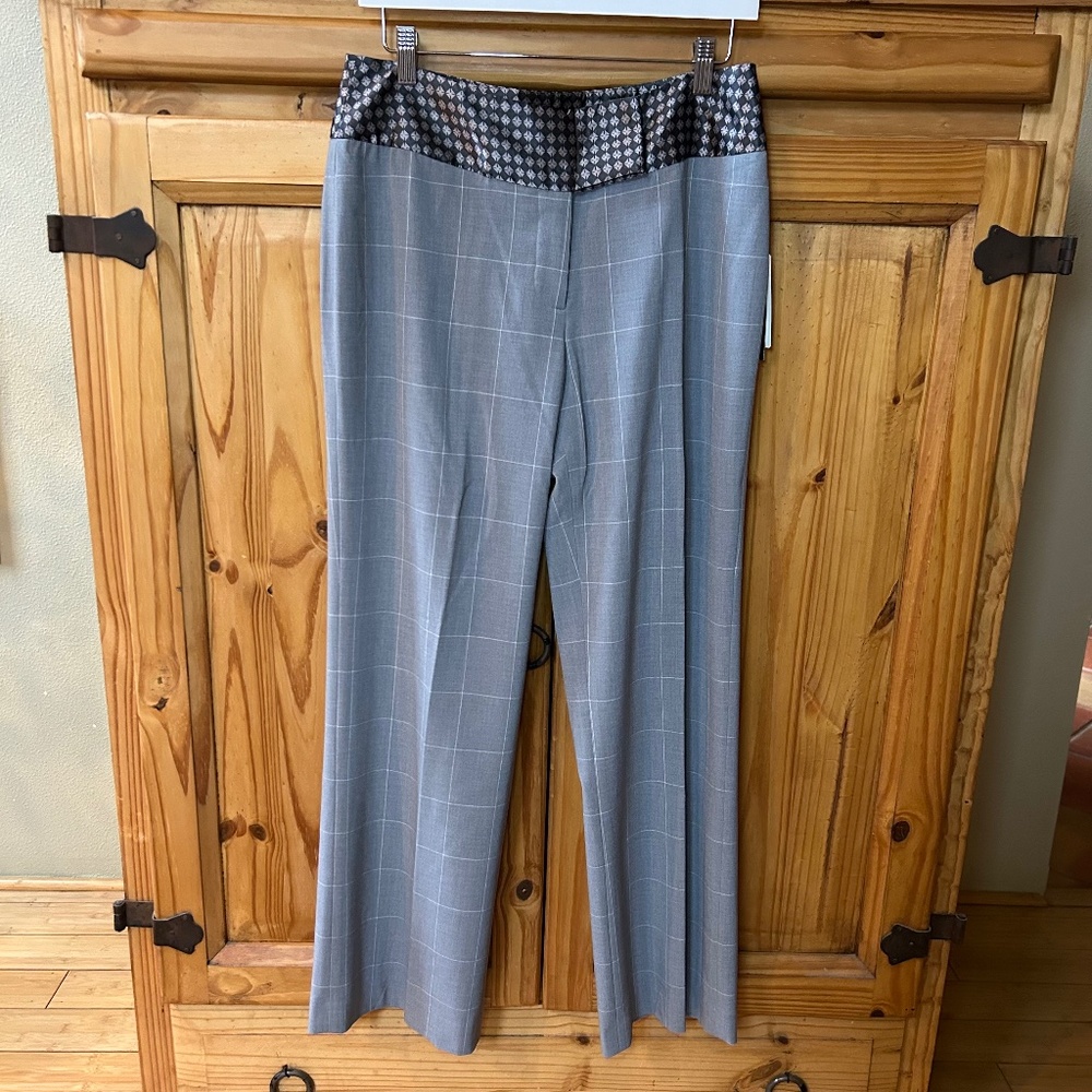 NWT Dina K Pants Gray Plaid Women's Trousers‎ Size 10